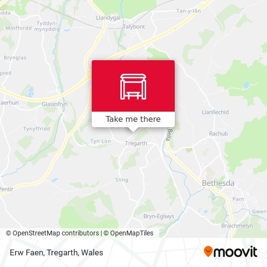 Erw Faen, Tregarth map