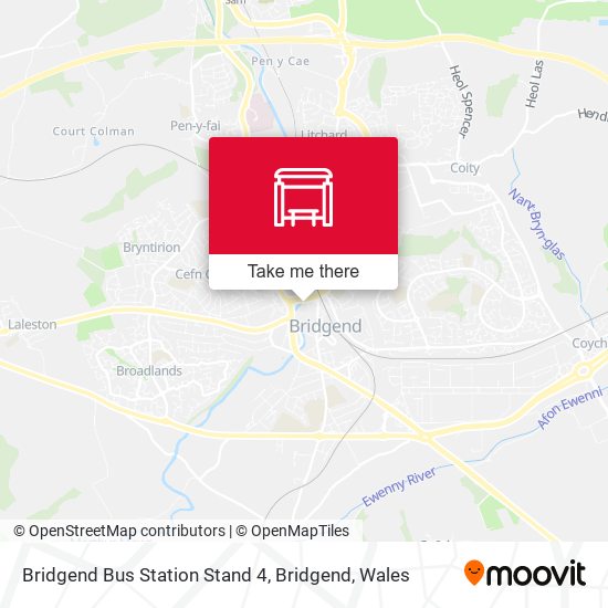 Bridgend Bus Station Stand 4, Bridgend map