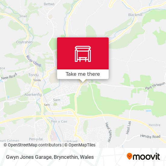 Gwyn Jones Garage, Bryncethin map