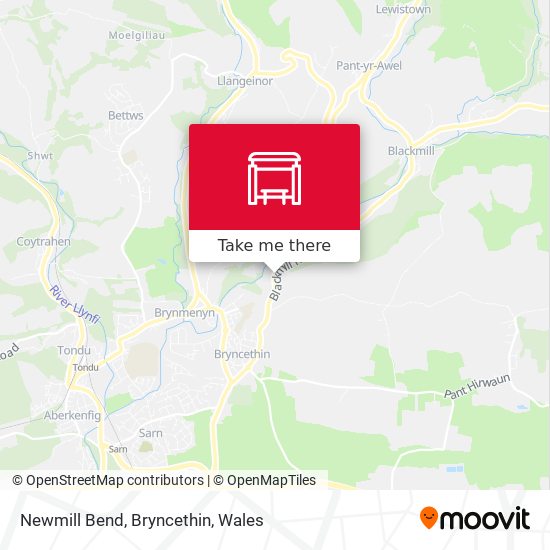Newmill Bend, Bryncethin map