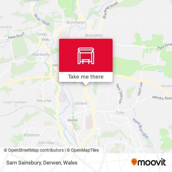 Sarn Sainsbury, Derwen map
