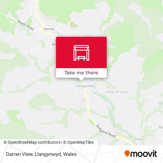Darren View, Llangynwyd map