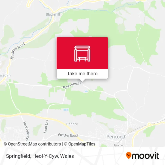 Springfield, Heol-Y-Cyw map