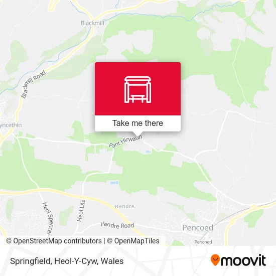 Springfield, Heol-Y-Cyw map