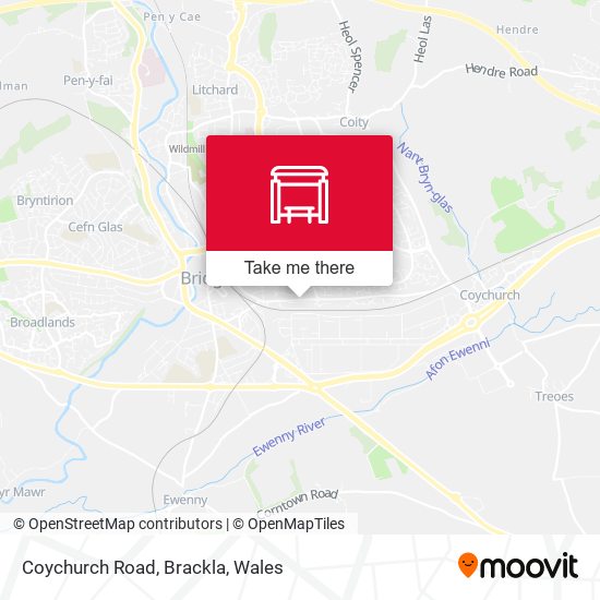 Coychurch Road, Brackla map