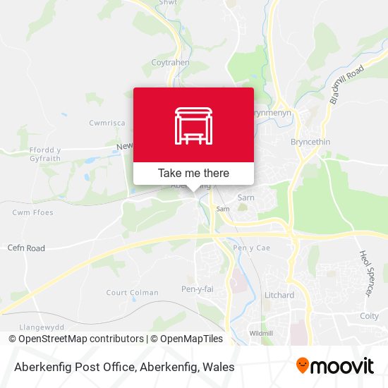 Aberkenfig Post Office, Aberkenfig map