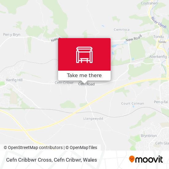 Cefn Cribbwr Cross, Cefn Cribwr map