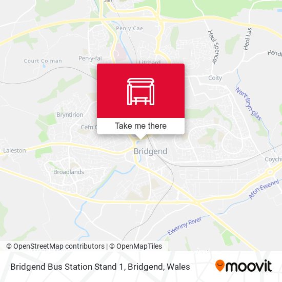 Bridgend Bus Station Stand 1, Bridgend map