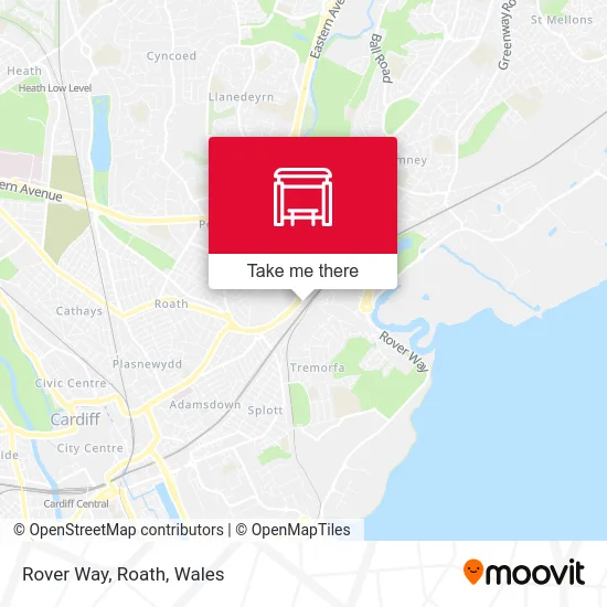 Rover Way, Roath map