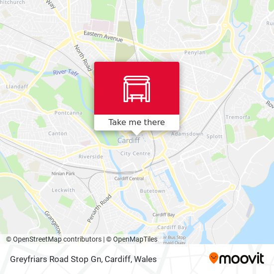 Greyfriars Road Stop Gn, Cardiff map