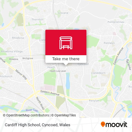 Cardiff High School, Cyncoed map