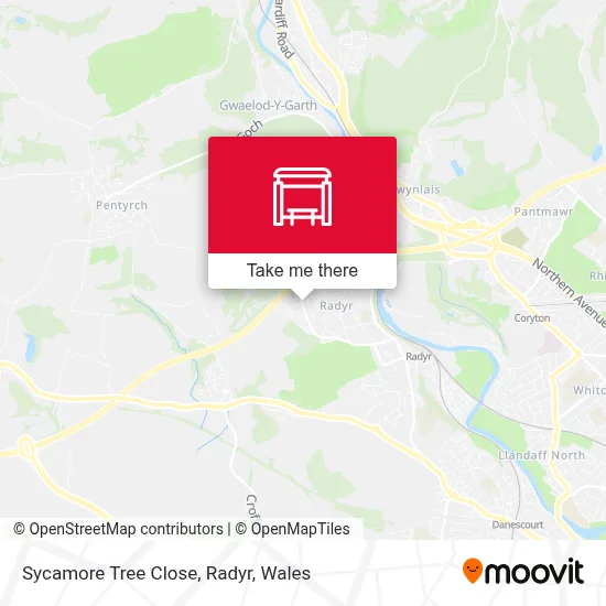 Sycamore Tree Close, Radyr map