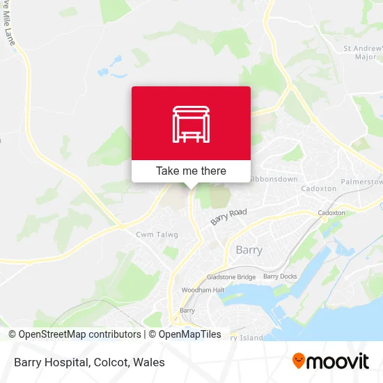 Barry Hospital, Colcot map