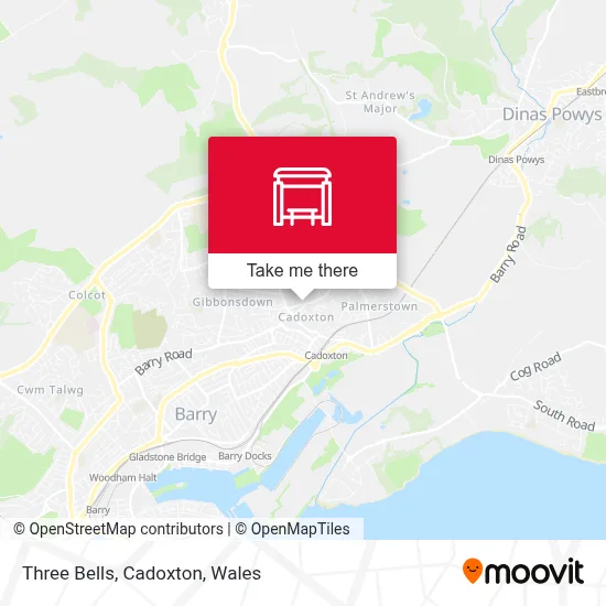 Three Bells, Cadoxton map