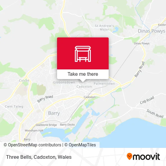 Three Bells, Cadoxton map