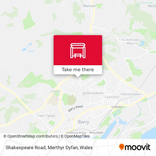 Shakespeare Road, Merthyr Dyfan map