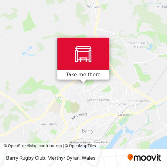 Barry Rugby Club, Merthyr Dyfan map