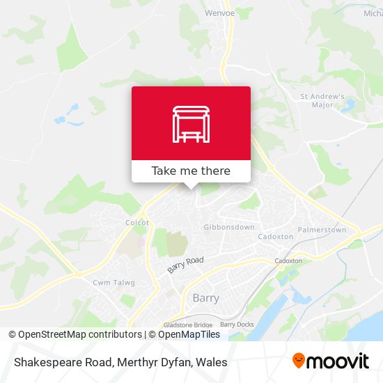 Shakespeare Road, Merthyr Dyfan map