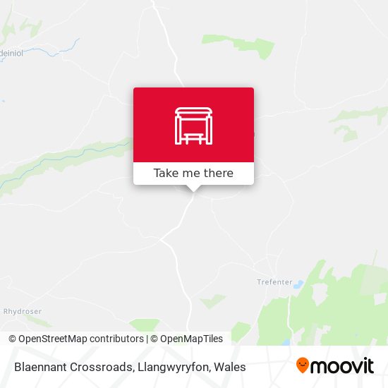 Blaennant Crossroads, Llangwyryfon map
