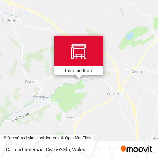 Carmarthen Road, Cwm-Y-Glo map