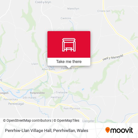 Penrhiw-Llan Village Hall, Penrhiwllan map