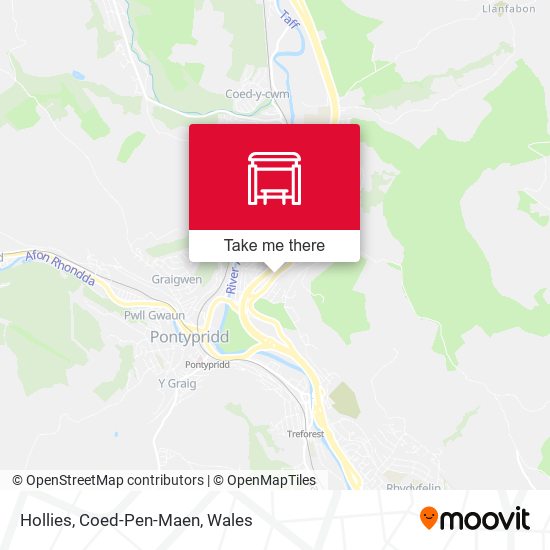 Hollies, Coed-Pen-Maen map