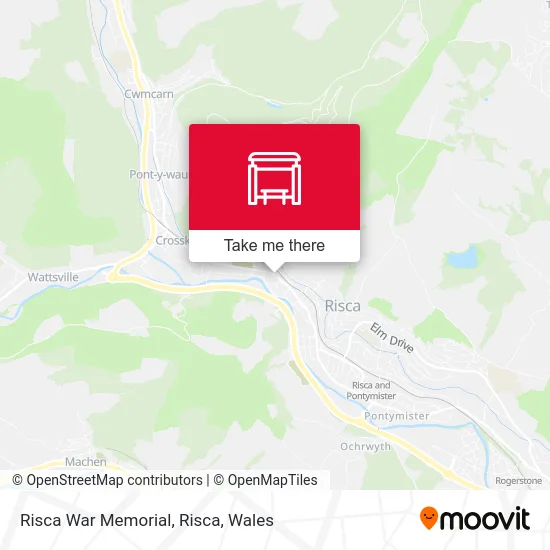 Risca War Memorial, Risca map