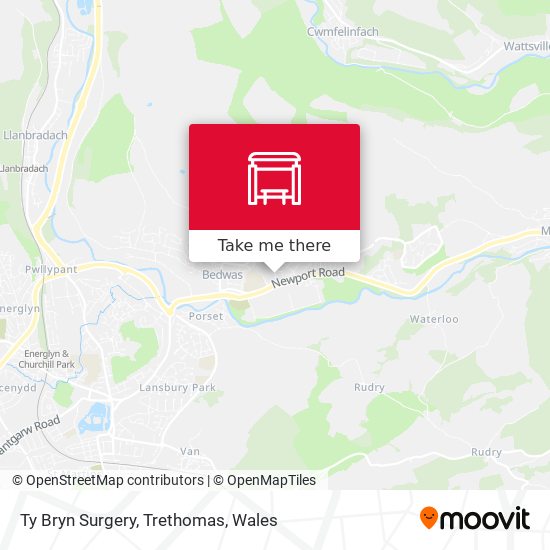 Ty Bryn Surgery, Trethomas map