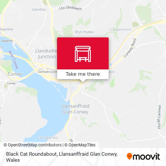 Black Cat Roundabout, Llansanffraid Glan Conwy map