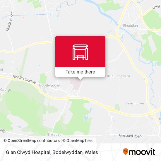 Glan Clwyd Hospital, Bodelwyddan map