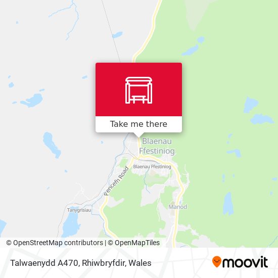 Talwaenydd A470, Rhiwbryfdir map