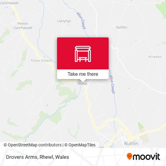 Drovers Arms, Rhewl map