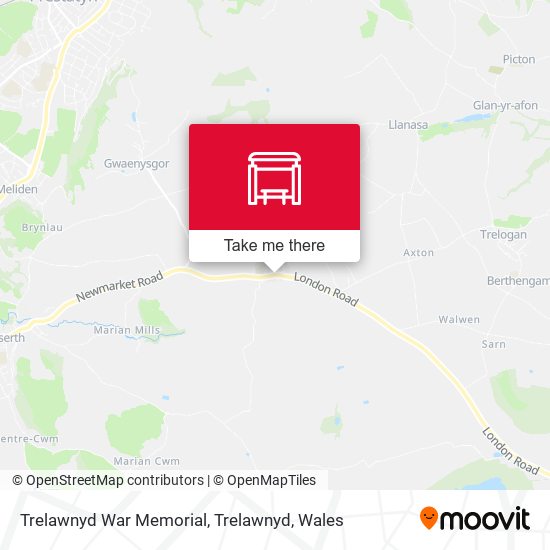 Trelawnyd War Memorial, Trelawnyd map