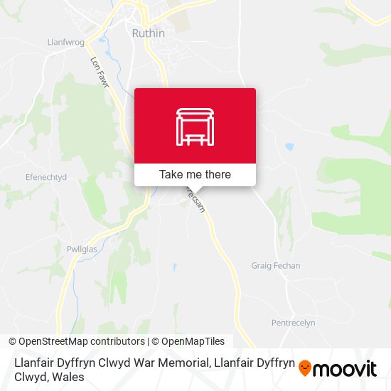 Llanfair Dyffryn Clwyd War Memorial, Llanfair Dyffryn Clwyd map