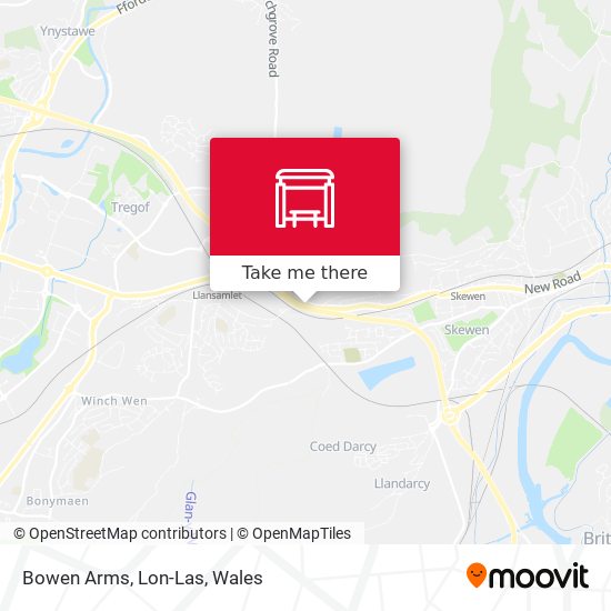 Bowen Arms, Lon-Las map