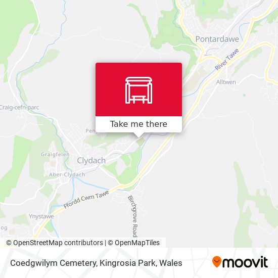 Coedgwilym Cemetery, Kingrosia Park map