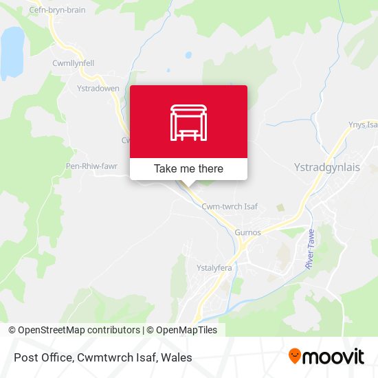 Post Office, Cwmtwrch Isaf map