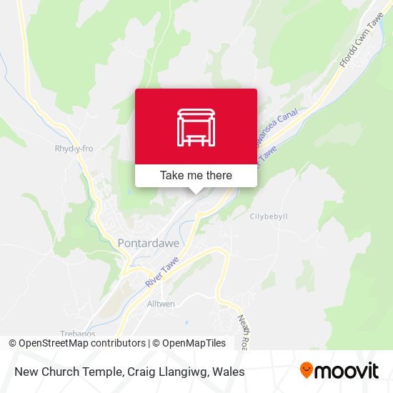 New Church Temple, Craig Llangiwg map