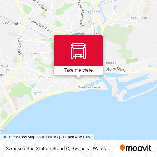 Swansea Bus Station Stand Q, Swansea map