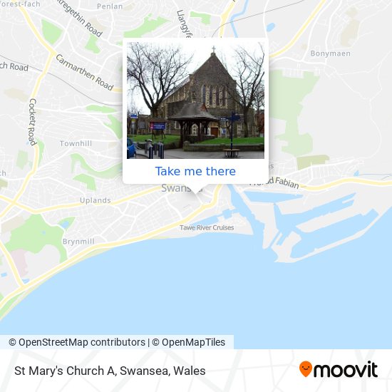 St Mary's Church A, Swansea map