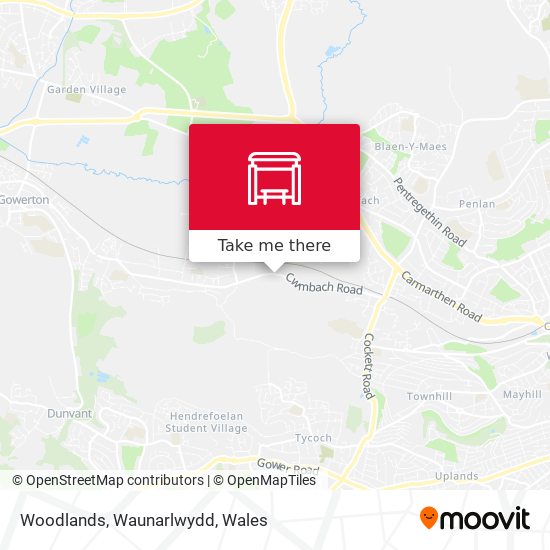 Woodlands, Waunarlwydd map