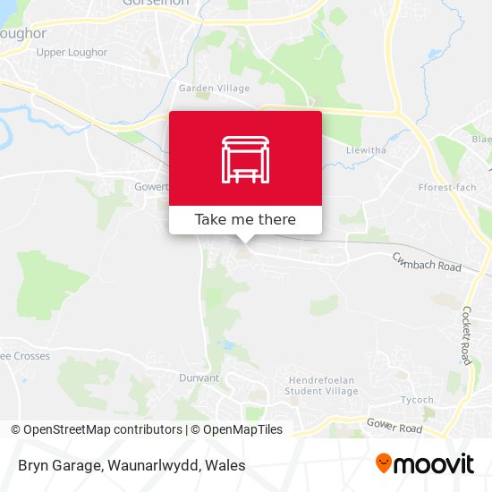 Bryn Garage, Waunarlwydd map