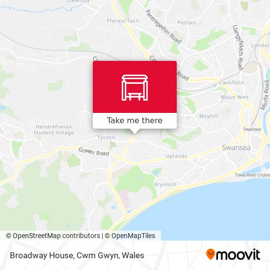 Broadway House, Cwm Gwyn map