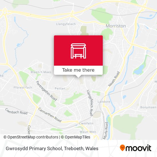 Gwrosydd Primary School, Treboeth map