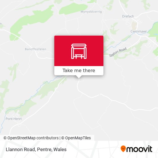 Llannon Road, Pentre map