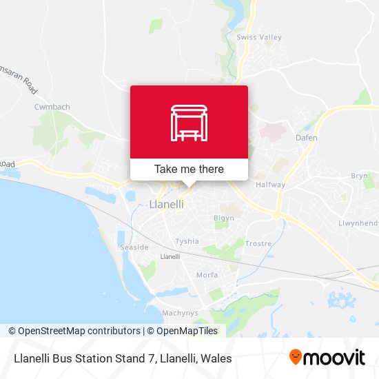 Llanelli Bus Station Stand 7, Llanelli map