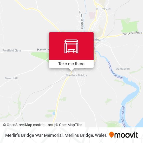 Merlin's Bridge War Memorial, Merlins Bridge map