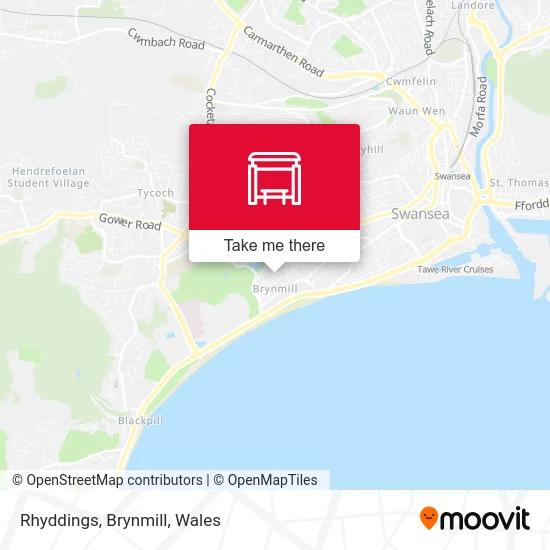 Rhyddings, Brynmill map