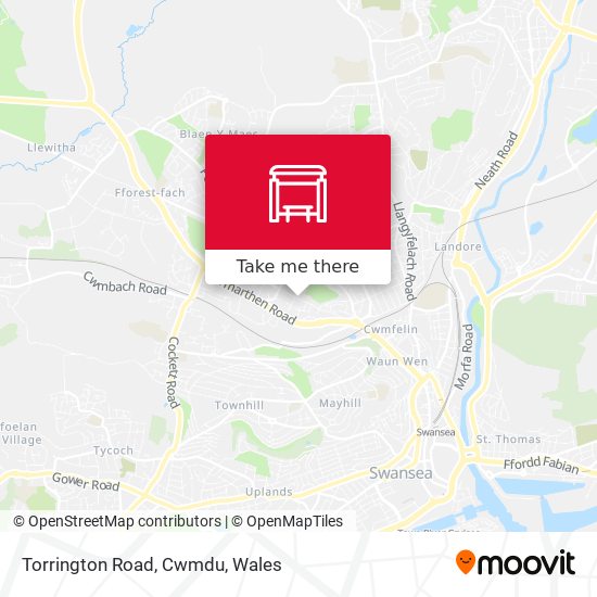 Torrington Road, Cwmdu map