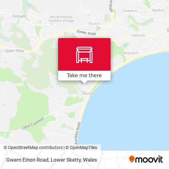 Gwern Einon Road, Lower Sketty map